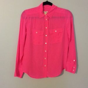 Hot pink silk Jcrew top